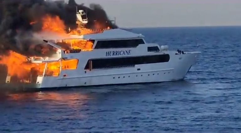 Three British tourists missing after Egypt boat catches fire with 27 people on board
