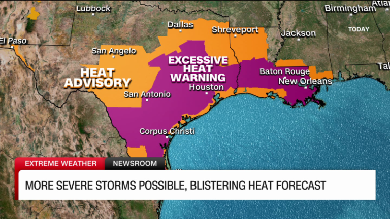 Severe storms and record-breaking heat possible in parts of the South today as hundreds of thousands are without power