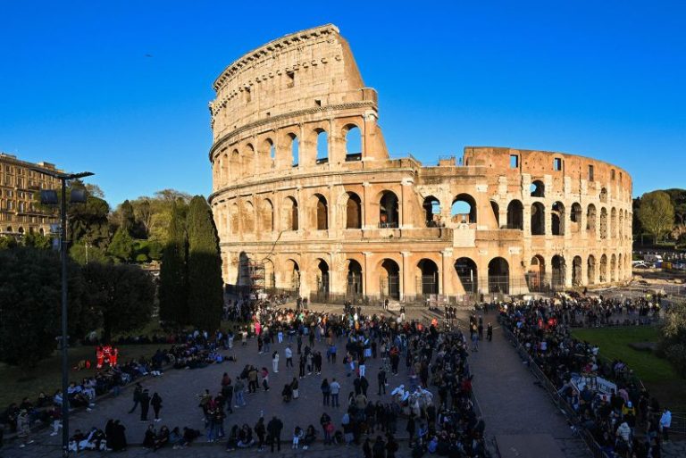 Tourist filmed carving his girlfriend’s name into Rome’s Colosseum