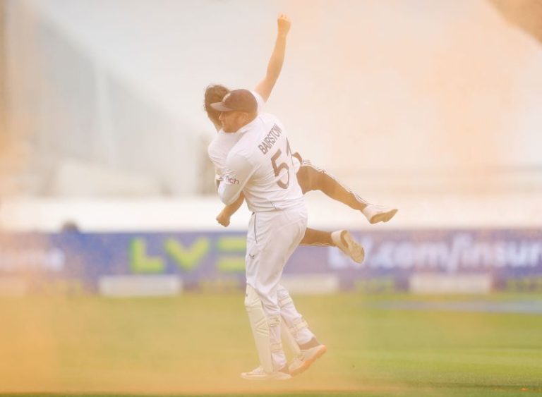 Just Stop Oil protest disrupts Ashes Test at Lord’s as England cricketer Jonny Bairstow carries activist to the boundary