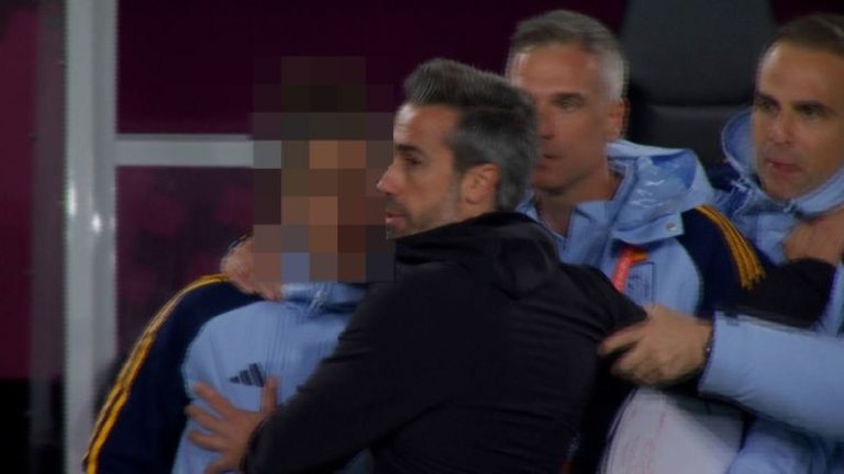 Spain’s head coach Jorge Vilda appears to touch female staffer inappropriately during game celebration