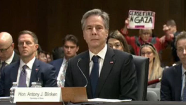 Hecklers scream at Blinken for Israel-Hamas ‘cease-fire’ during Senate hearing: ‘Where is your pride America?’